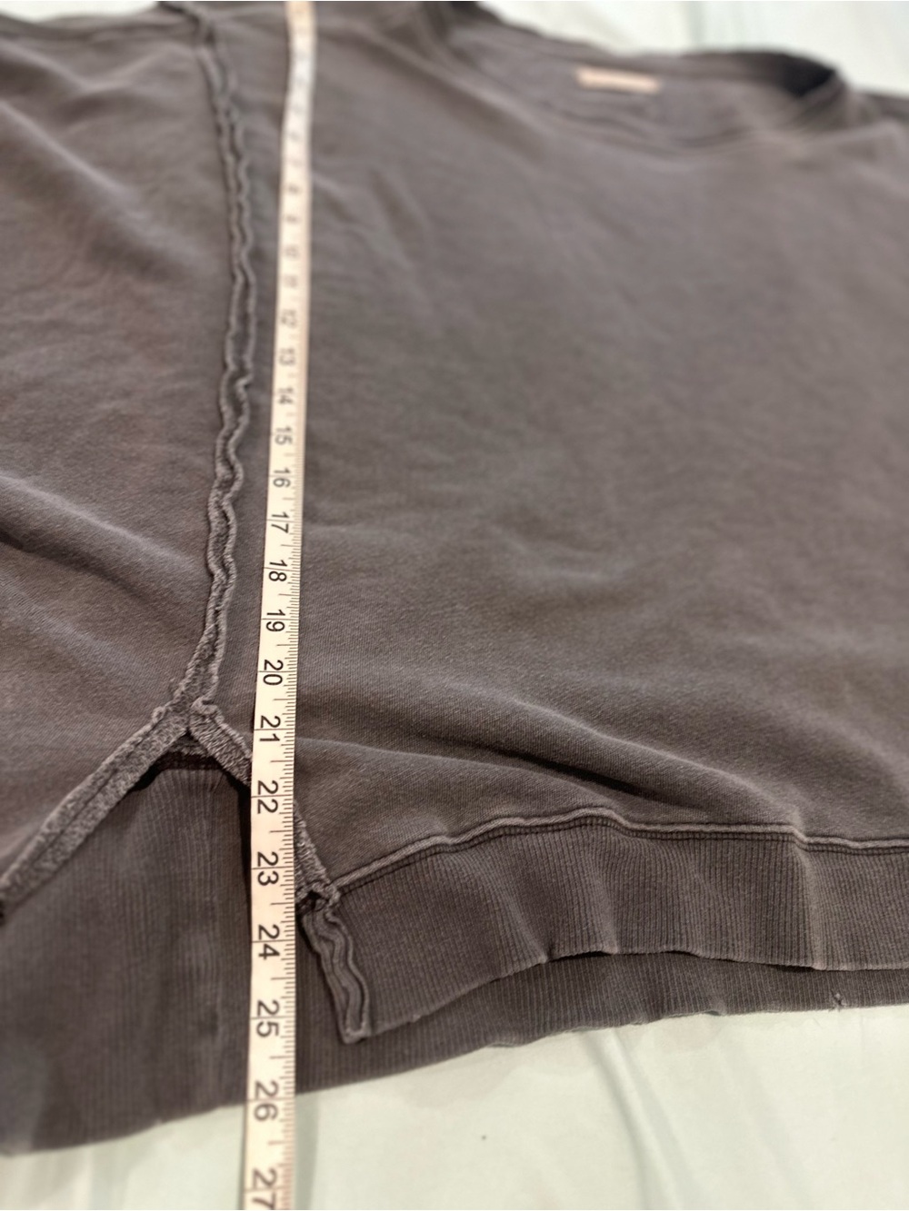 Free People We The Free SzL Gray Camden Sweatshirt Oversized Raw Hem Slouchy Top - Picture 13 of 16